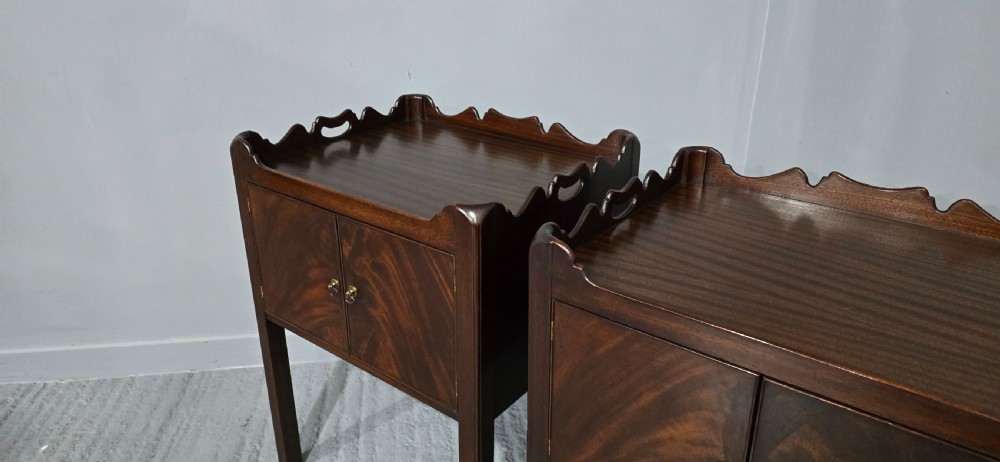 Pair Georgian Mahogany Bedside Lamp Tables View V