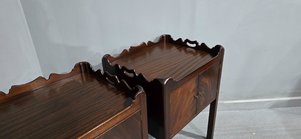 Pair Georgian Mahogany Bedside Lamp Tables View VII