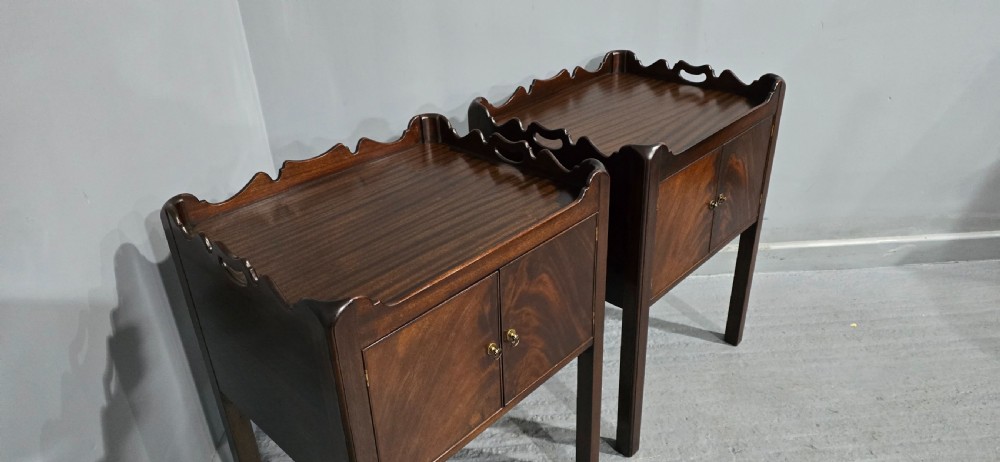 Pair Georgian Mahogany Bedside Lamp Tables View VIII