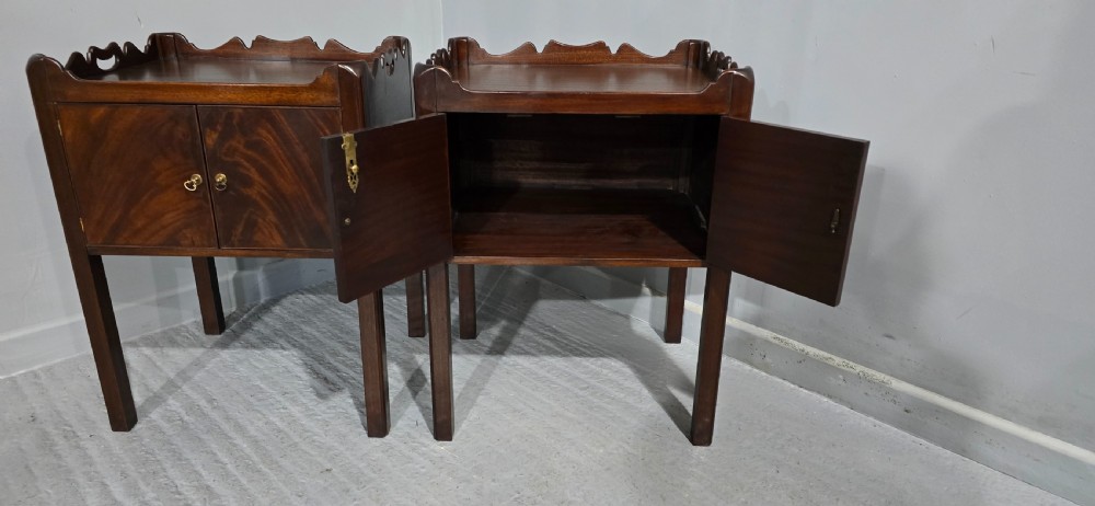 Pair Georgian Mahogany Bedside Lamp Tables View IX