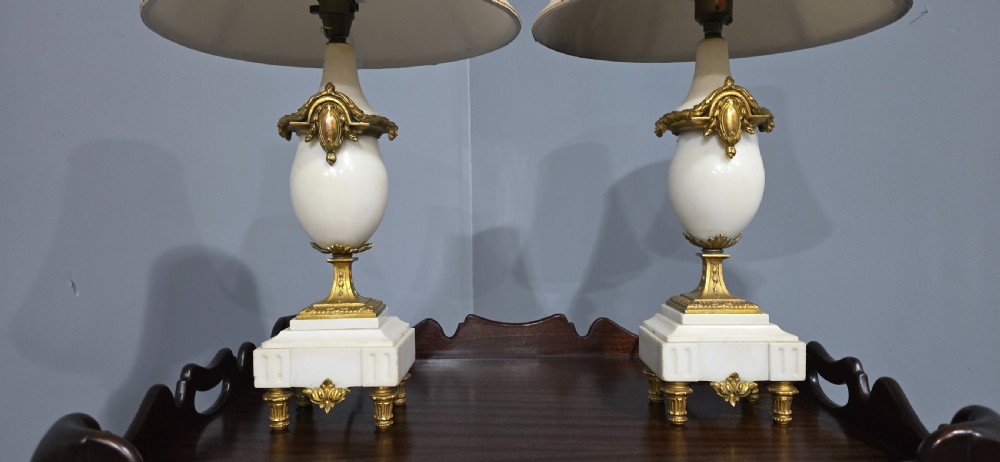 Pair Beautiful White Marble Table Lamps View II