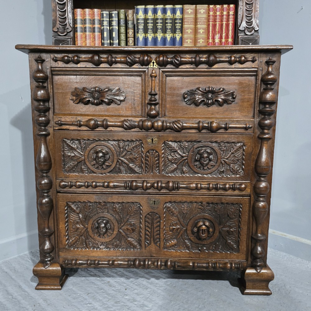 Super Carved Oak Open Bookcase View III