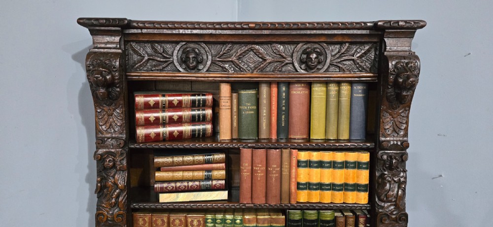 Super Carved Oak Open Bookcase View V