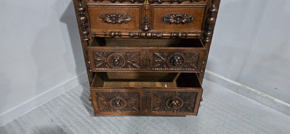 Super Carved Oak Open Bookcase View X