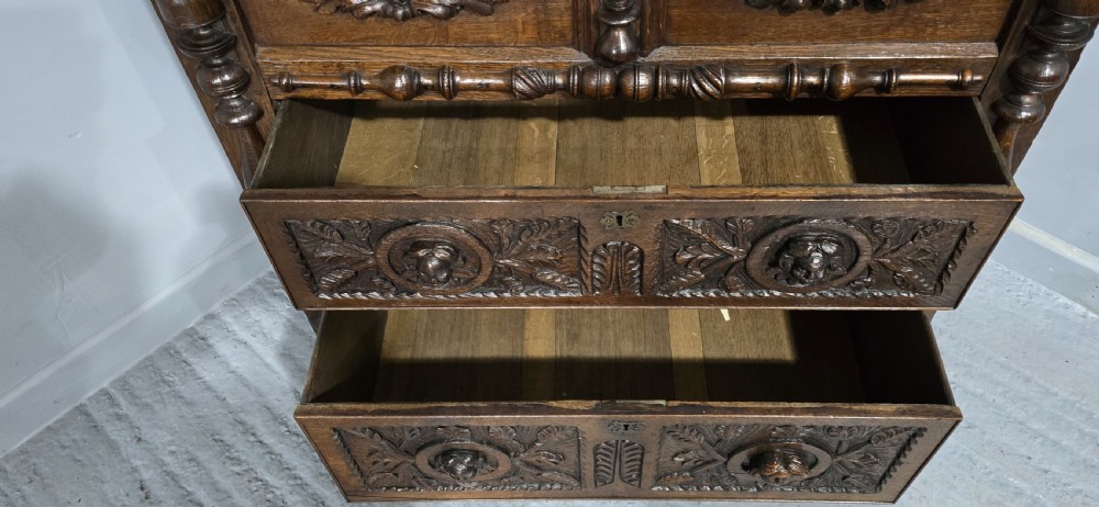 Super Carved Oak Open Bookcase View XI