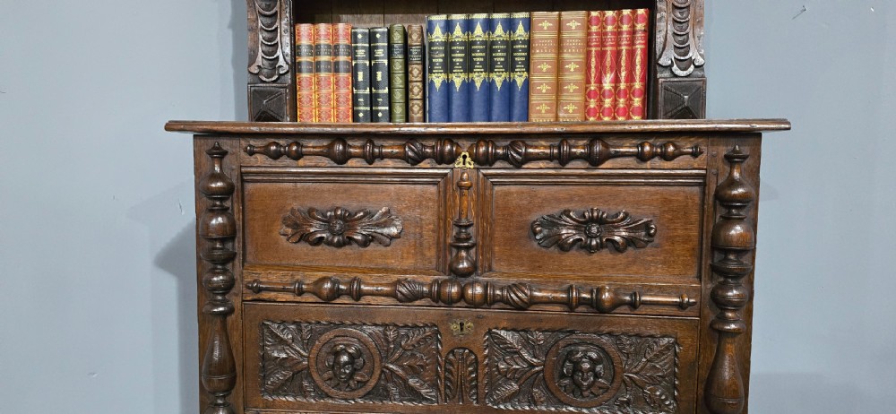 Super Carved Oak Open Bookcase View XV