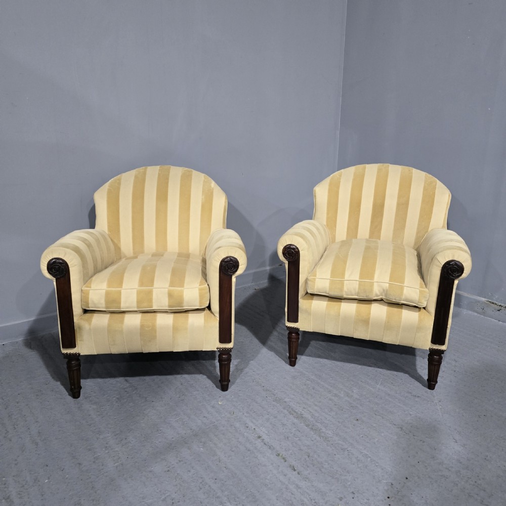 Lovely Pair Mahogany Easy Arm Chairs
