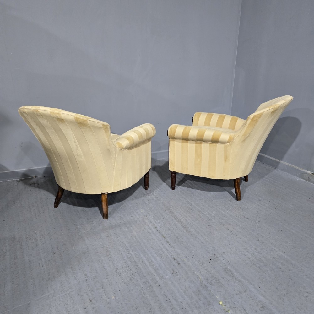Lovely Pair Mahogany Easy Arm Chairs View VI