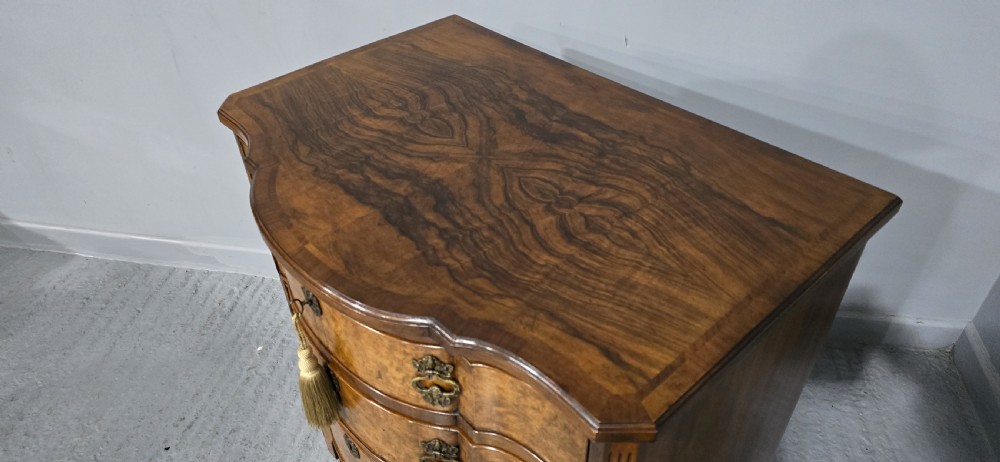 Outstanding Bow Front Burr Walnut Chest of Drawers View VI