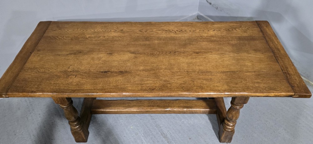 Oak Plank Refrectory Kitchen Farmhouse Dining Table View IV