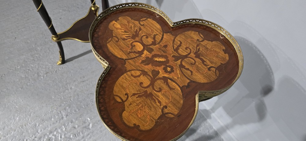 Super Pair French Inlaid and Ormolu Mounted Lamp Stands View III
