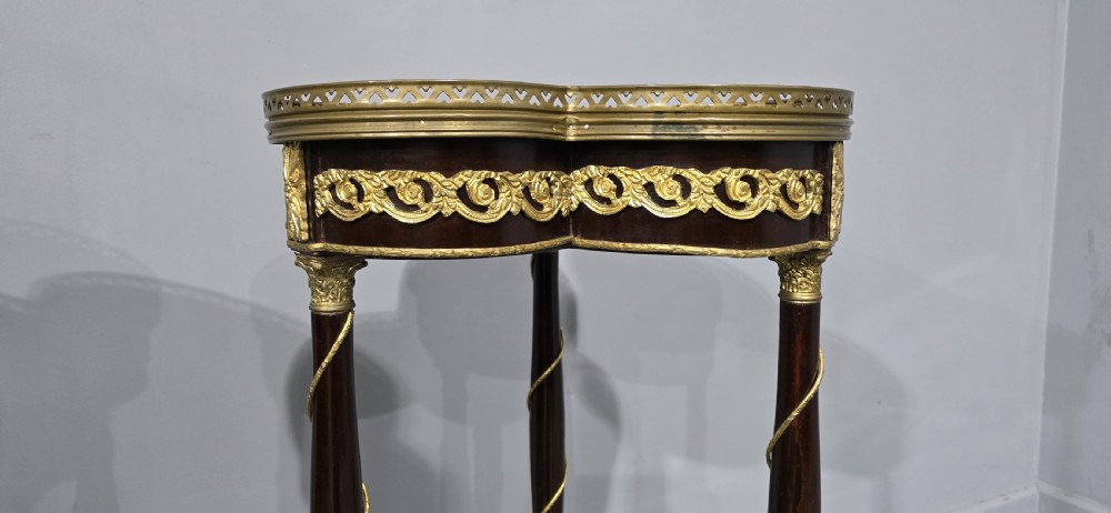 Super Pair French Inlaid and Ormolu Mounted Lamp Stands View V