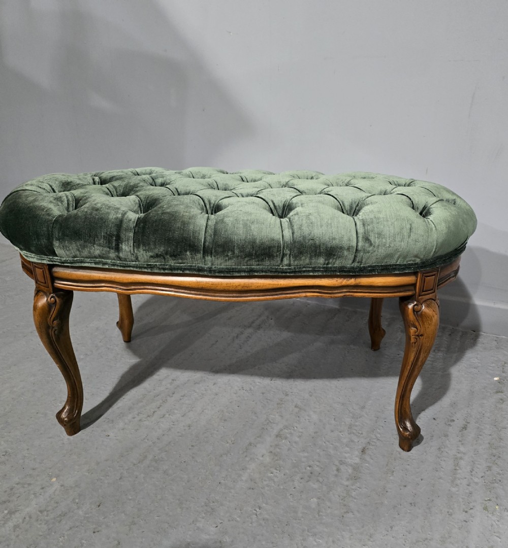 Very Good French Walnut Deep Buttoned Stool View III