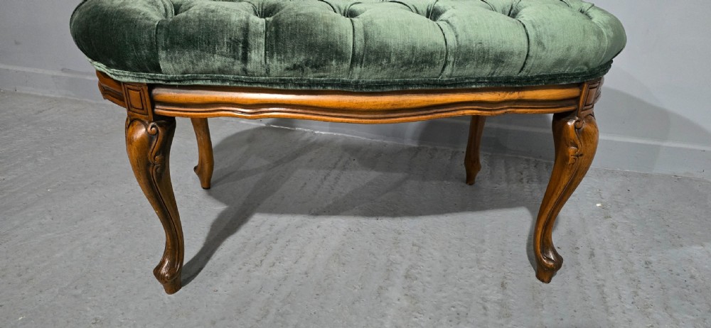Very Good French Walnut Deep Buttoned Stool View IV