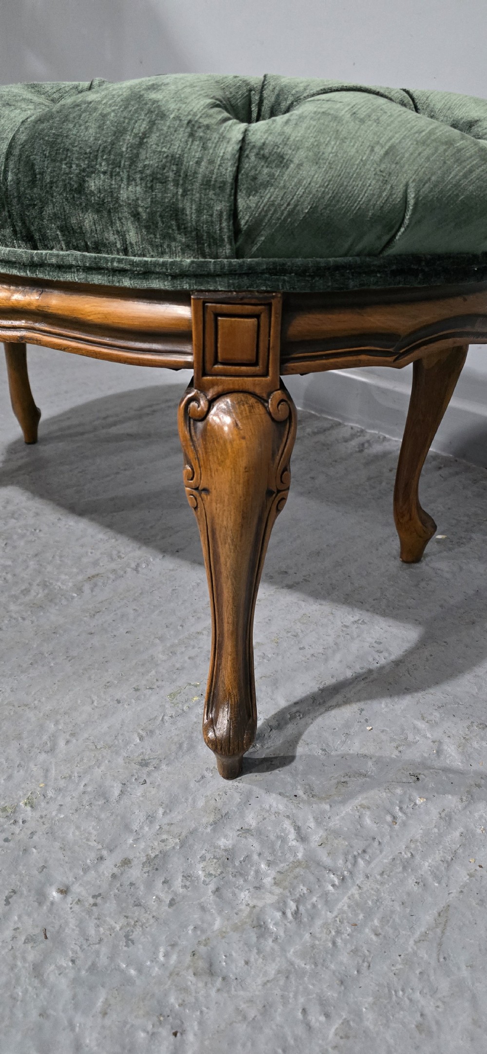 Very Good French Walnut Deep Buttoned Stool View VII