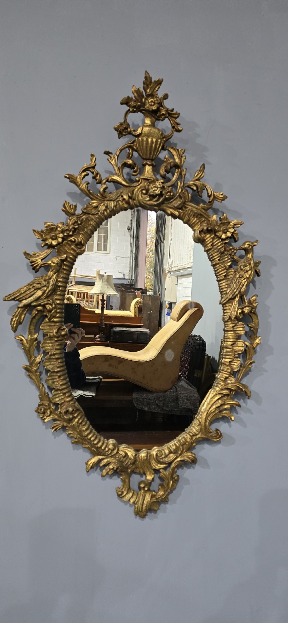 Outstanding Pair Italian Oval Gilt Mirrors View II