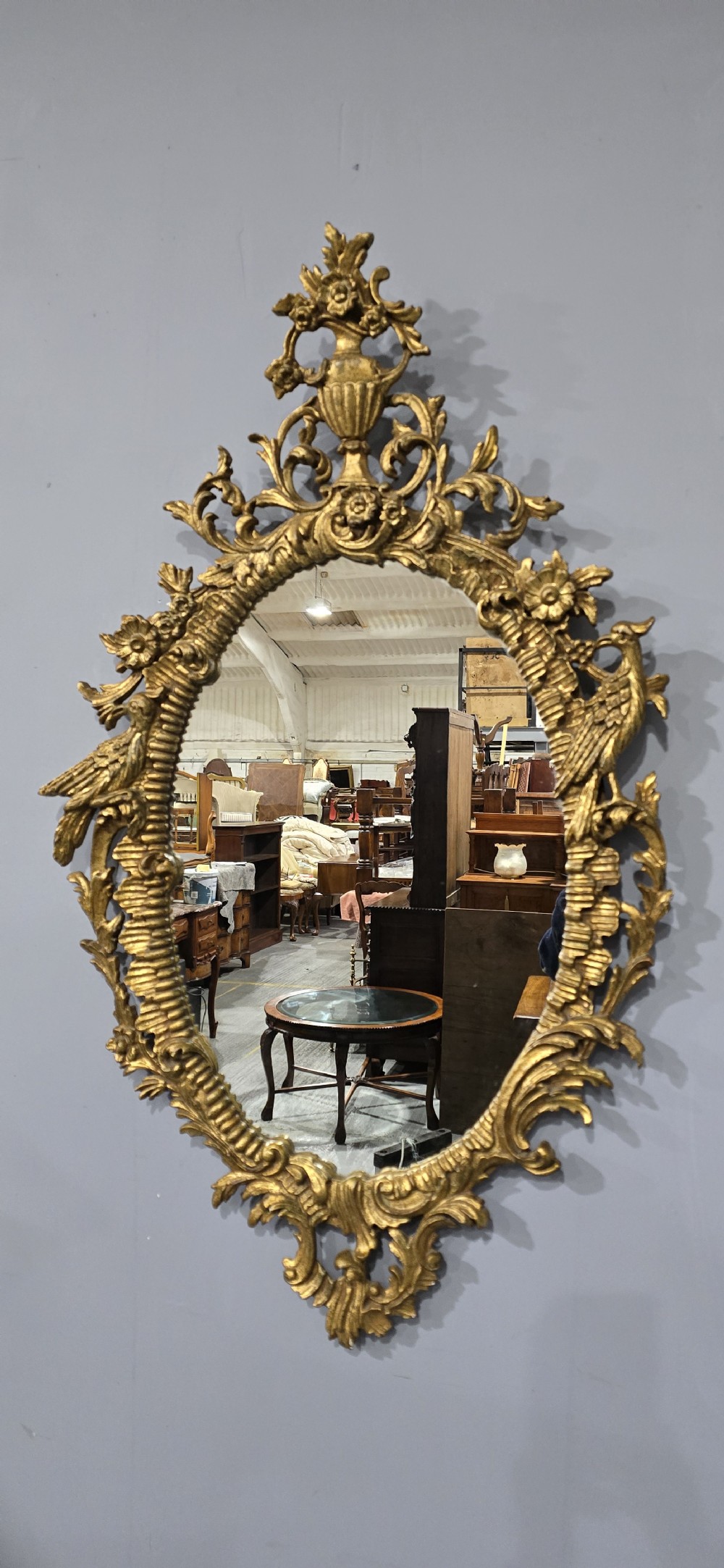 Outstanding Pair Italian Oval Gilt Mirrors View III