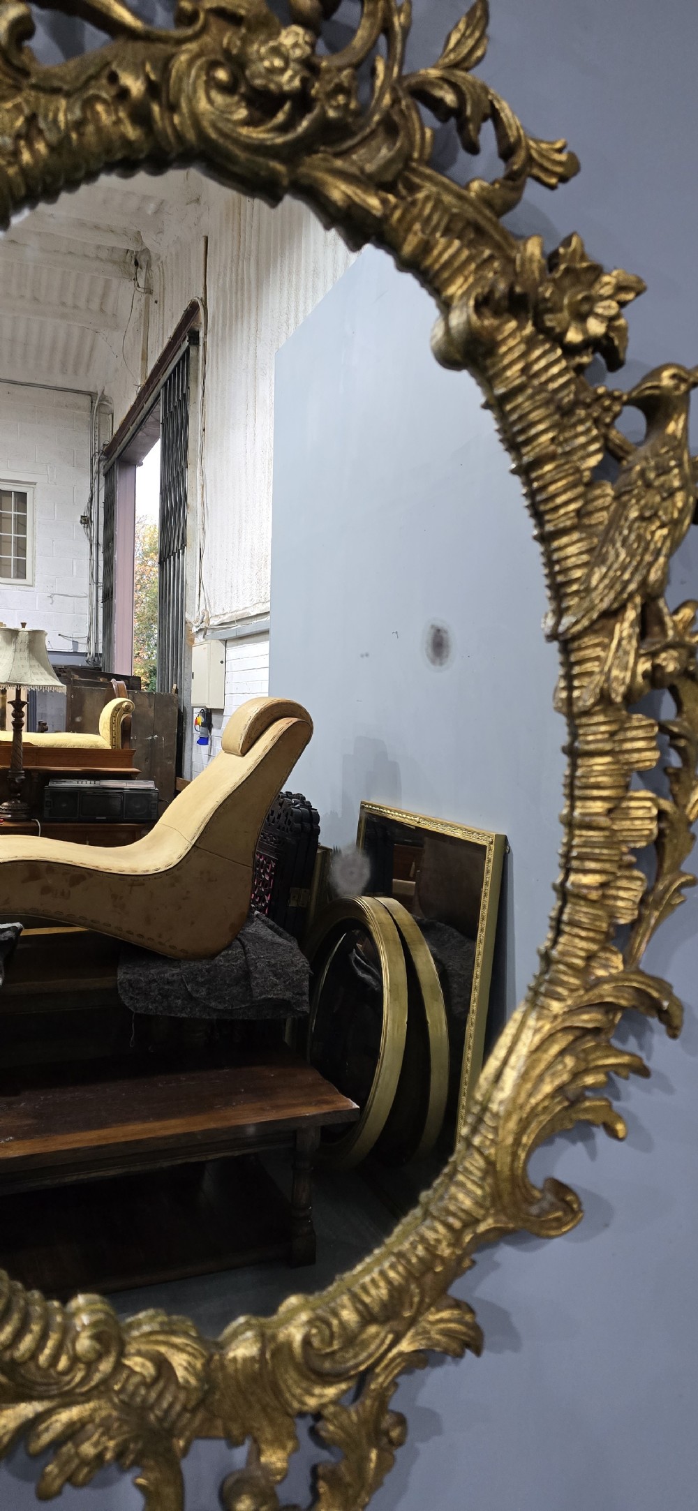 Outstanding Pair Italian Oval Gilt Mirrors View V