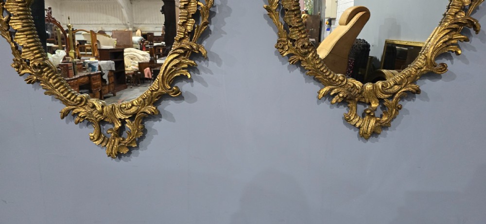 Outstanding Pair Italian Oval Gilt Mirrors View VIII