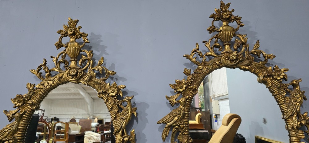 Outstanding Pair Italian Oval Gilt Mirrors View IX