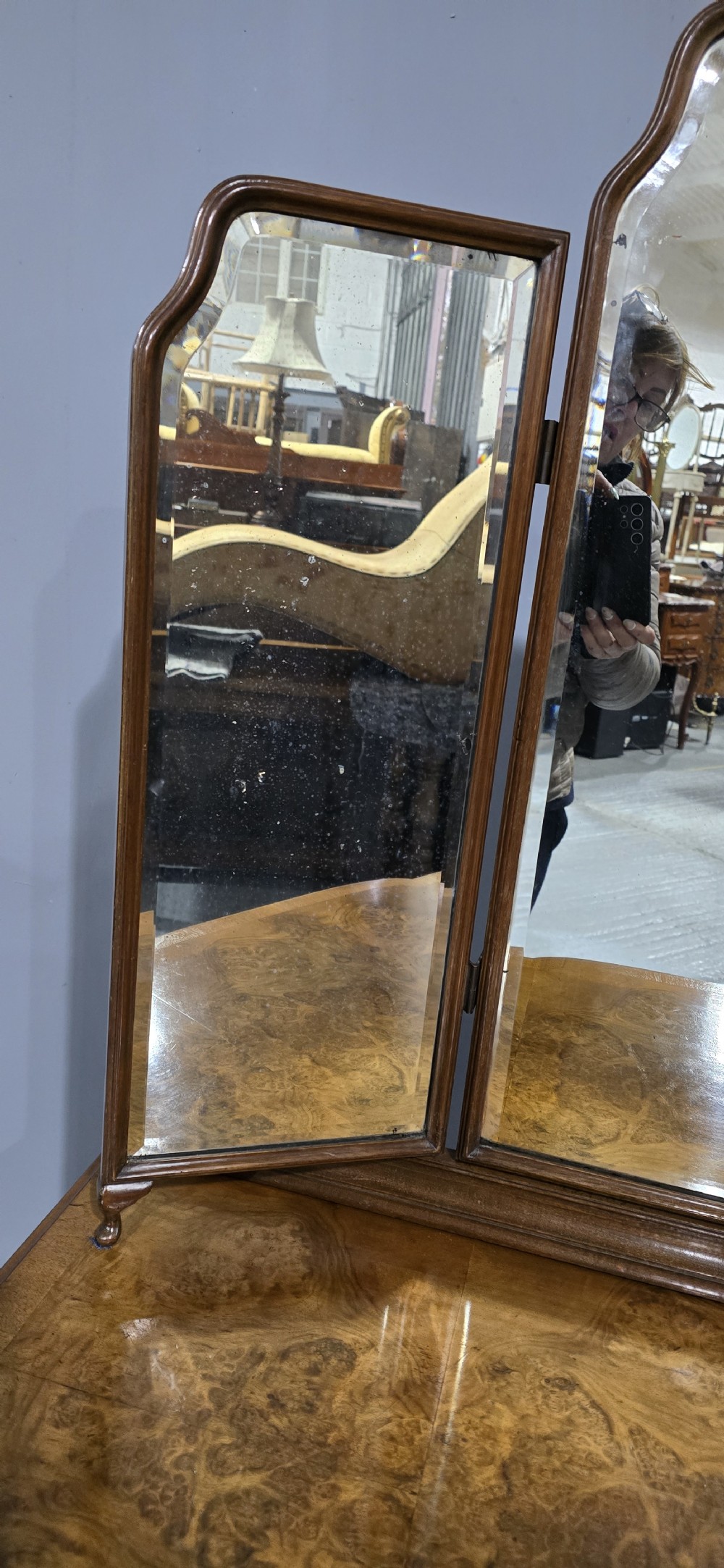 Very Nice Burr Walnut Dressing Table View IX