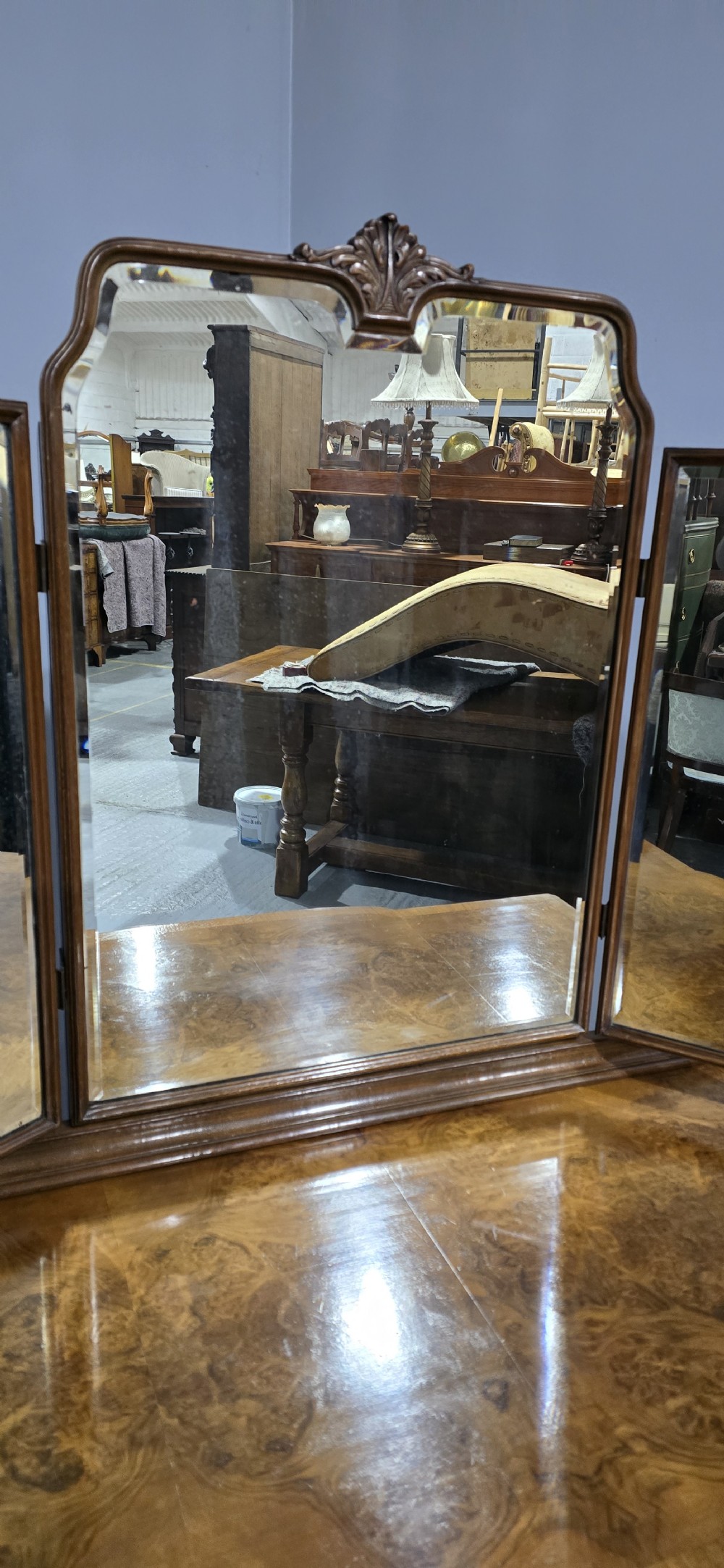 Very Nice Burr Walnut Dressing Table View XI