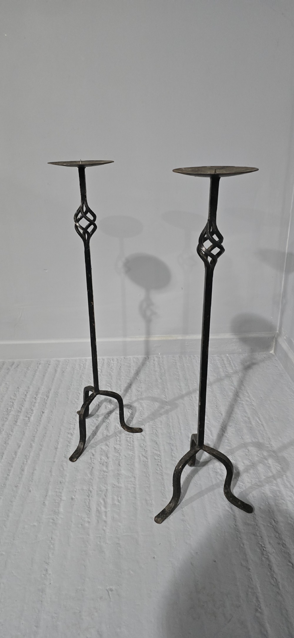Super Pair Large Cast Iron Candlesticks View II