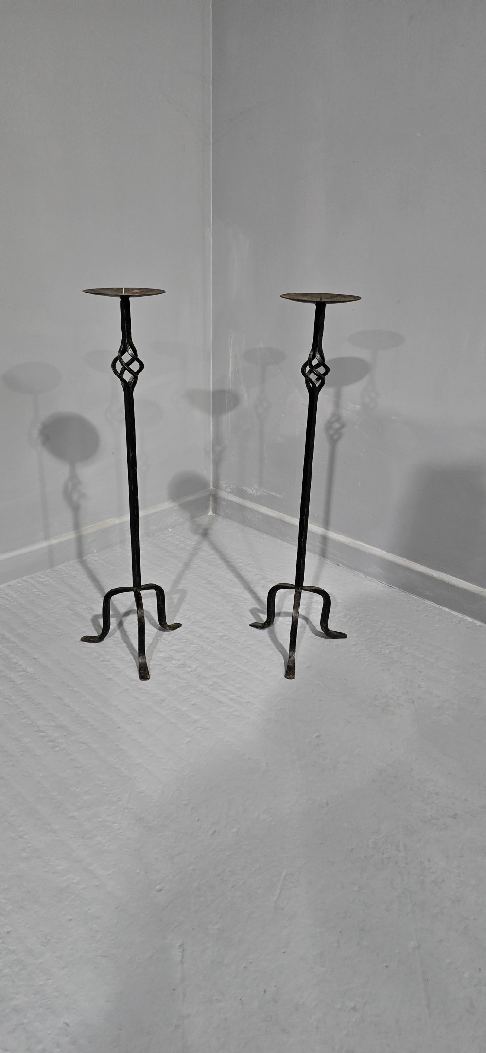 Super Pair Large Cast Iron Candlesticks View V