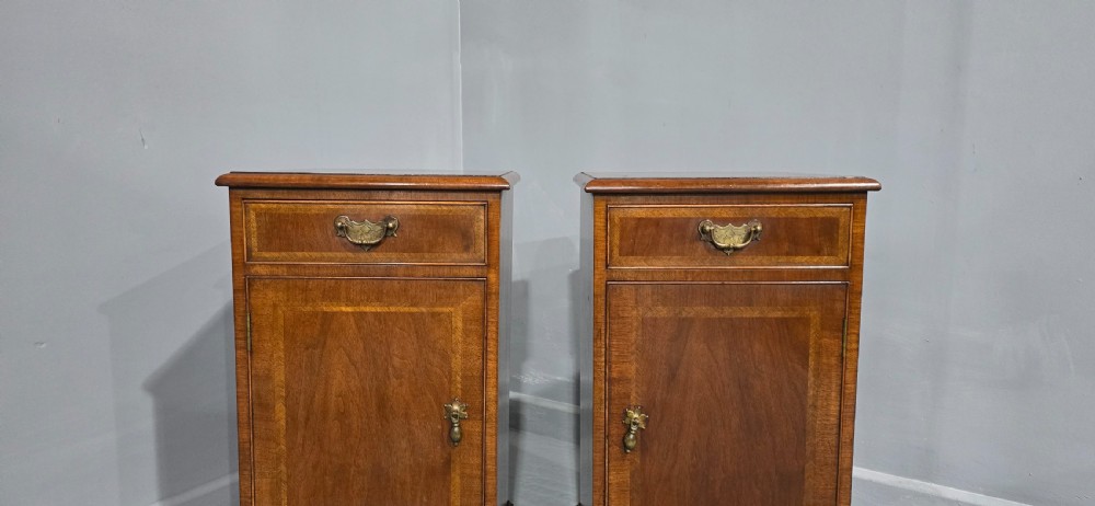 Pair Mahogany Inlaid Bedside Cabinets View III