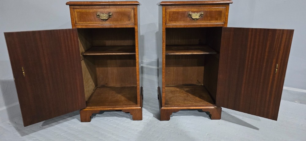 Pair Mahogany Inlaid Bedside Cabinets View V