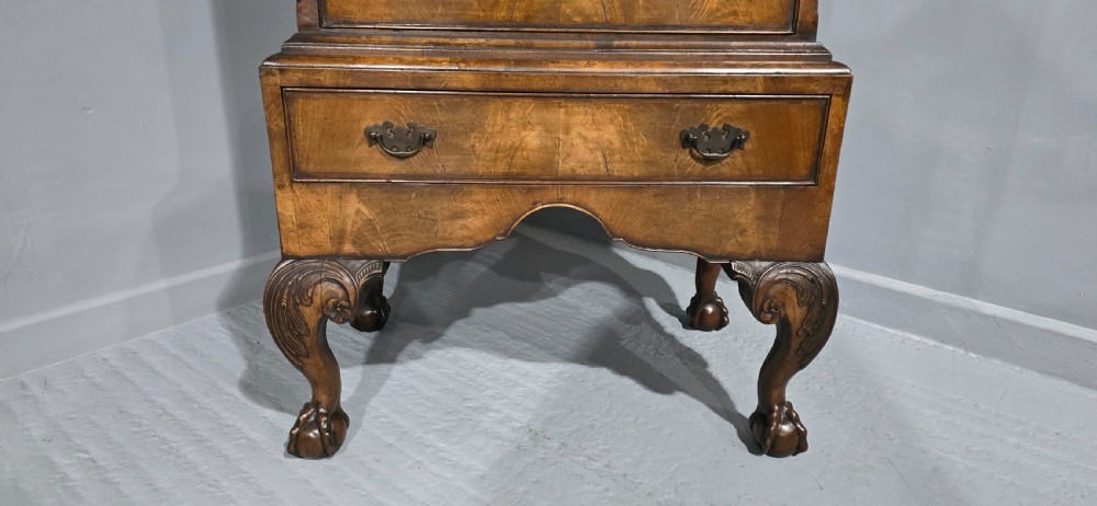 Top Quality Queen Ann Burr Walnut Chest on Stand View III