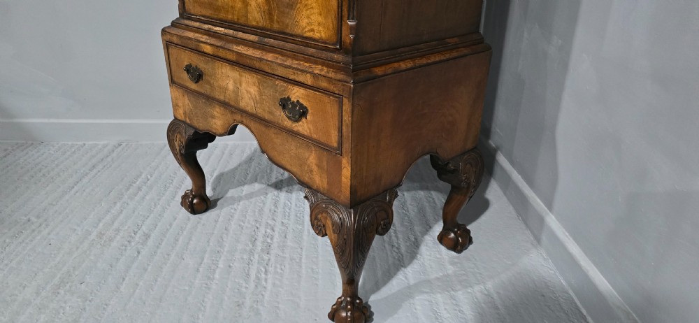 Top Quality Queen Ann Burr Walnut Chest on Stand View IX