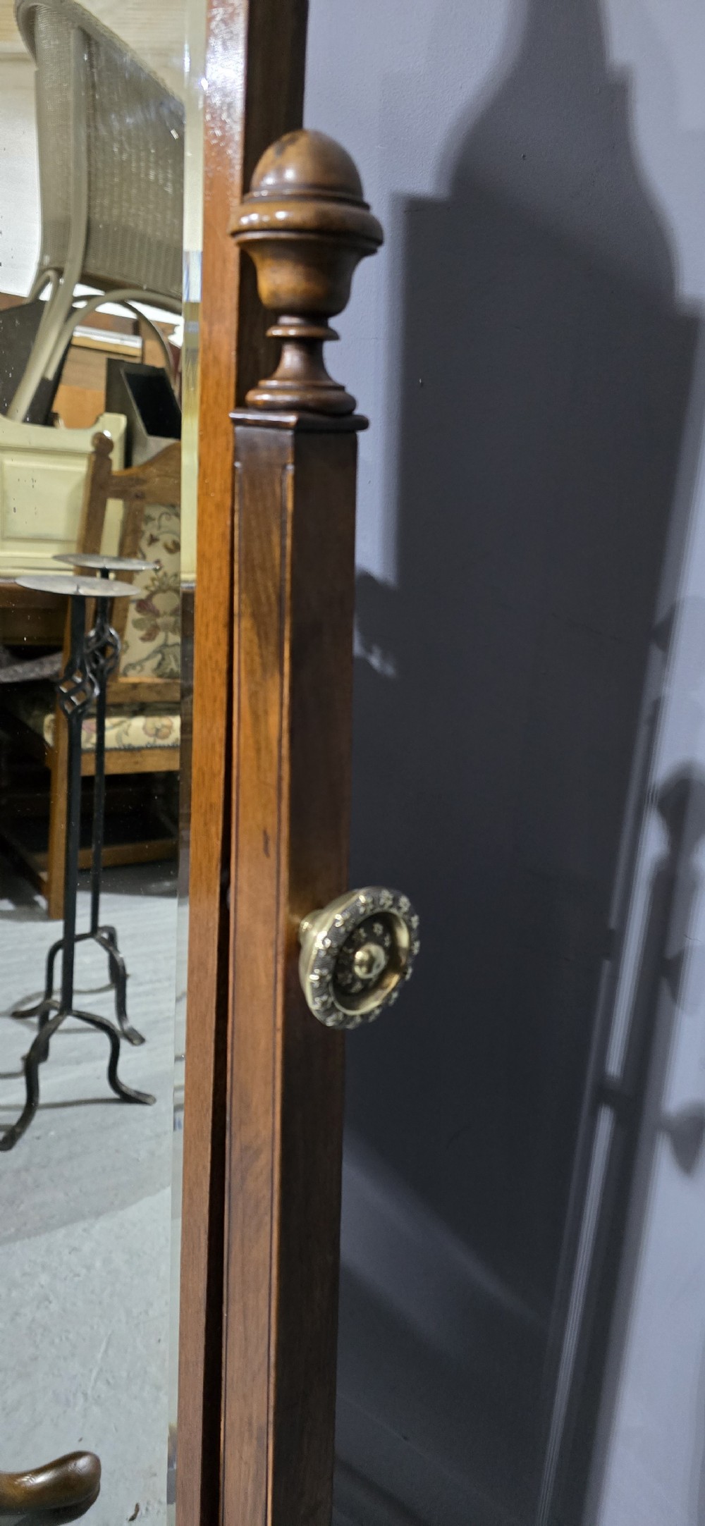 Very Nice Queen Anne Walnut Cheval Mirror View III