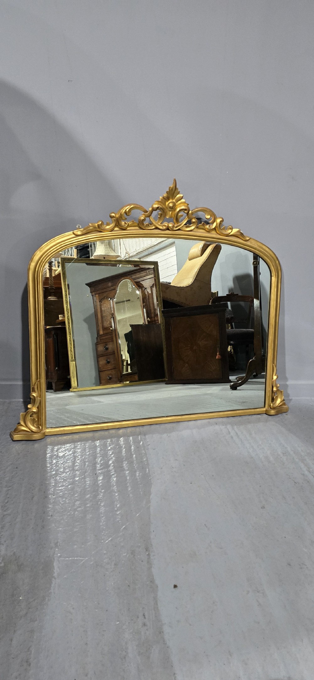 Lovely English Arched Topped Gilt Overmantle View III