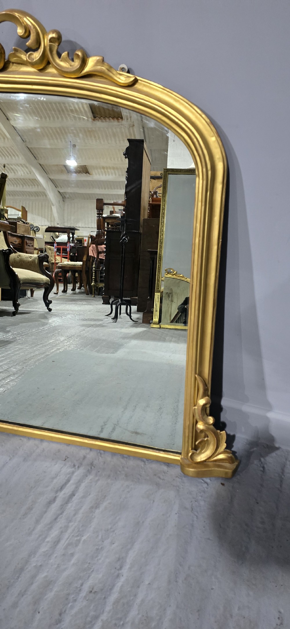 Lovely English Arched Topped Gilt Overmantle View IV