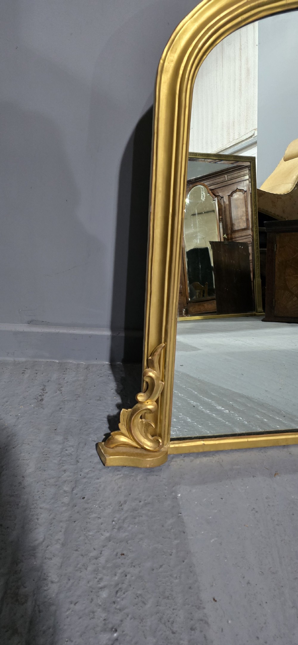 Lovely English Arched Topped Gilt Overmantle View V
