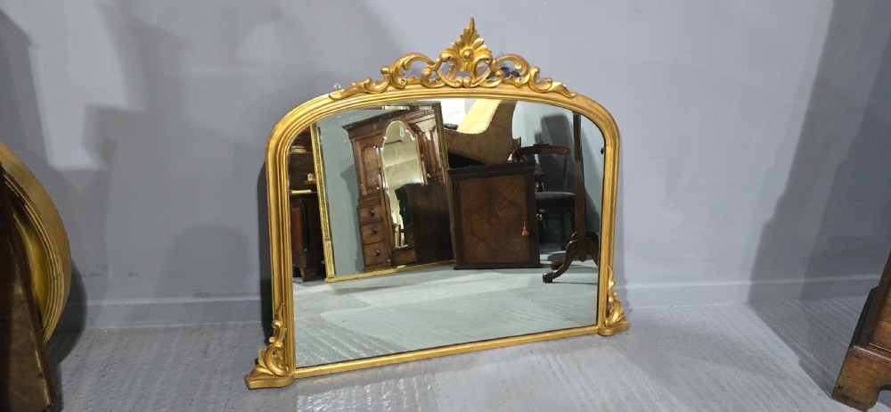 Lovely English Arched Topped Gilt Overmantle View VI