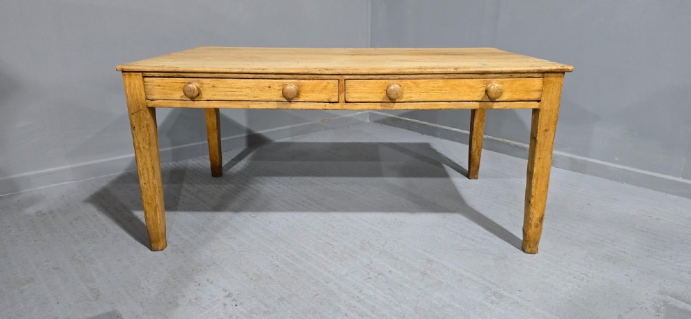 Large Two Drawer Pine Kitchen Farmhouse Dining Table View II
