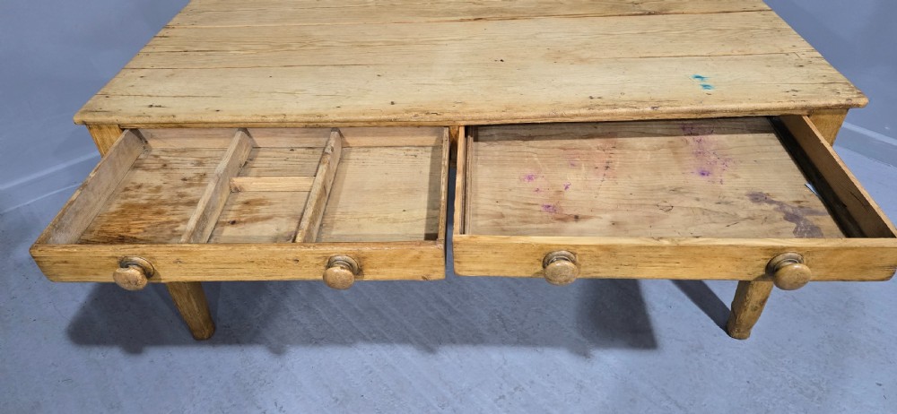 Large Two Drawer Pine Kitchen Farmhouse Dining Table View III