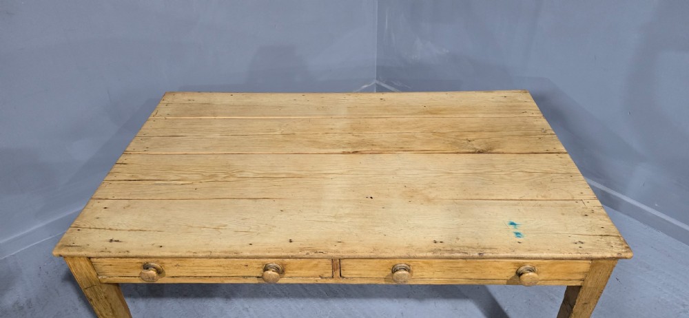 Large Two Drawer Pine Kitchen Farmhouse Dining Table View V