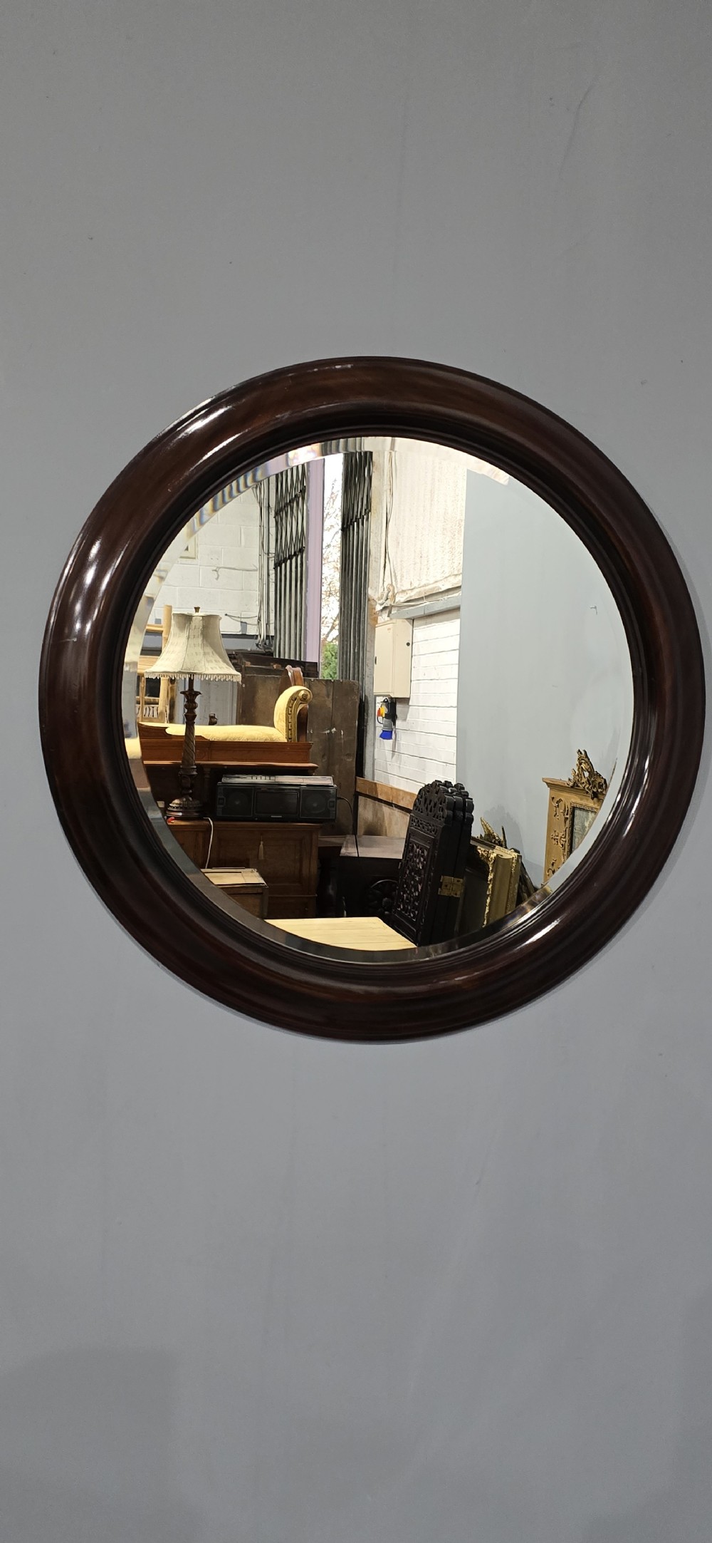 Pair Mahogany Circular Mirrors View II
