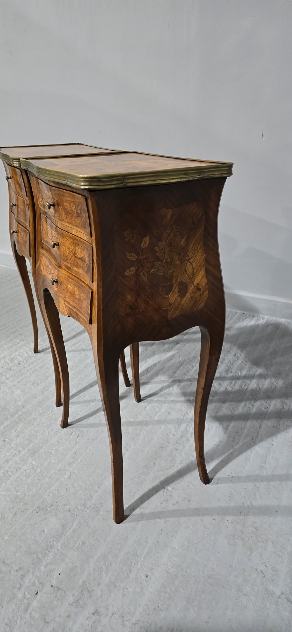 Pair French Marquetry Bedside Lamp Tables View IX