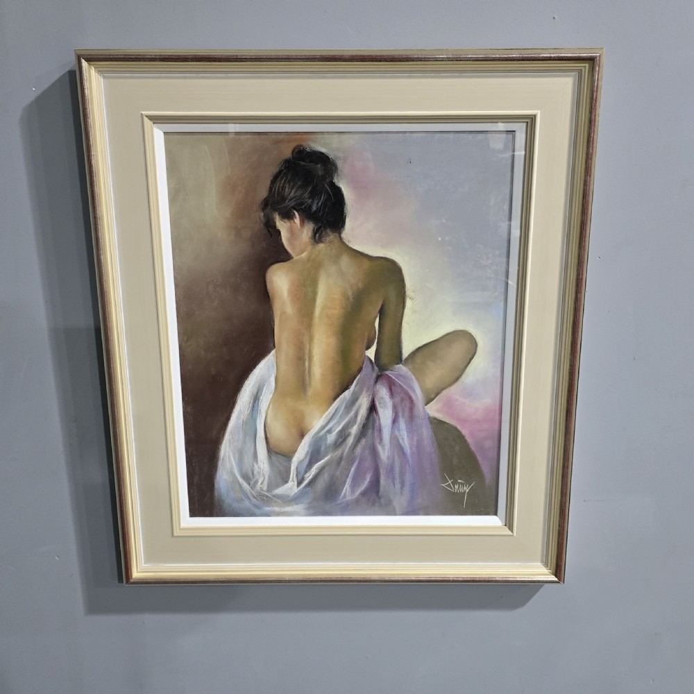 OIL PAINTING - SEATED NUDE 'DOMINGO ALVAREZ GOMEZ (SPAIN 1942)