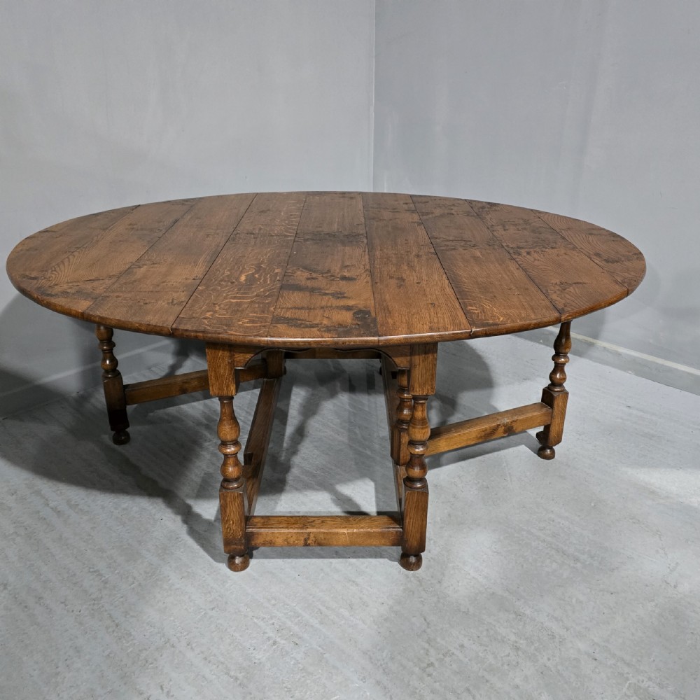 Huge Burr Oak Gateleg Country Dining Table
