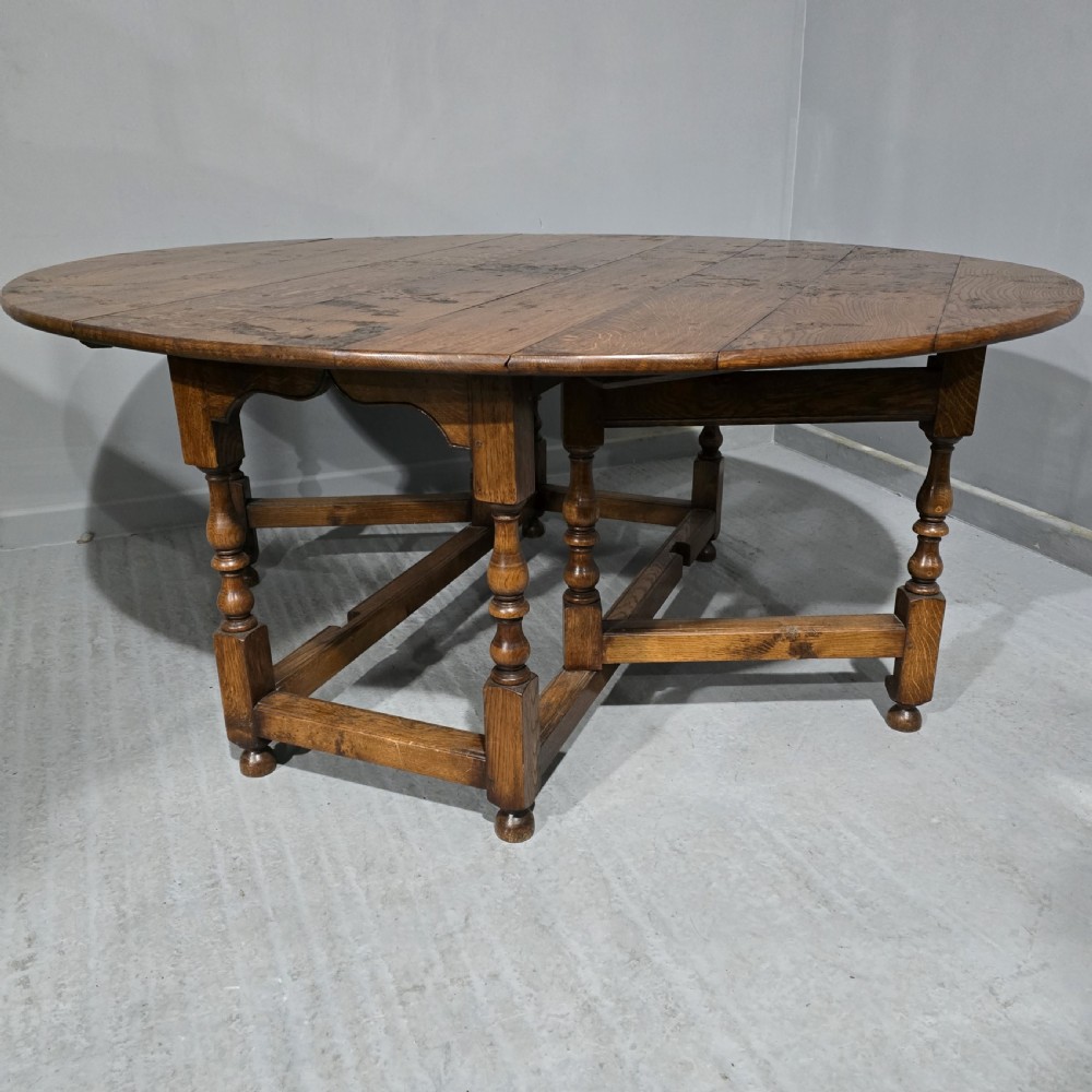 Huge Burr Oak Gateleg Country Dining Table View IV