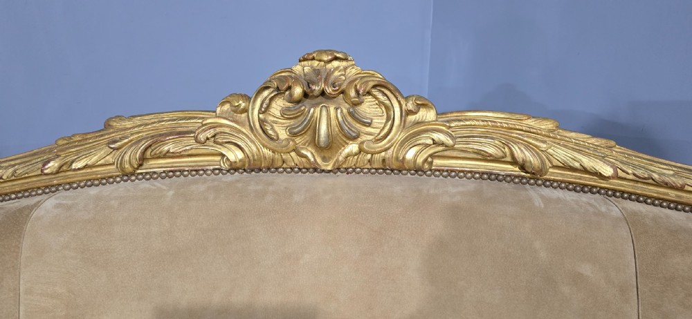 Large Outstanding French Gilt Sofa View V