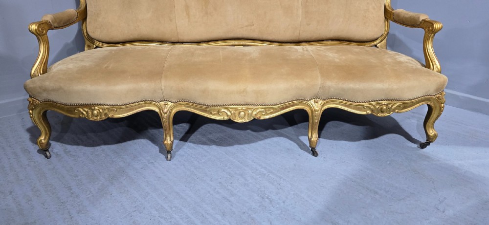 Large Outstanding French Gilt Sofa View VIII