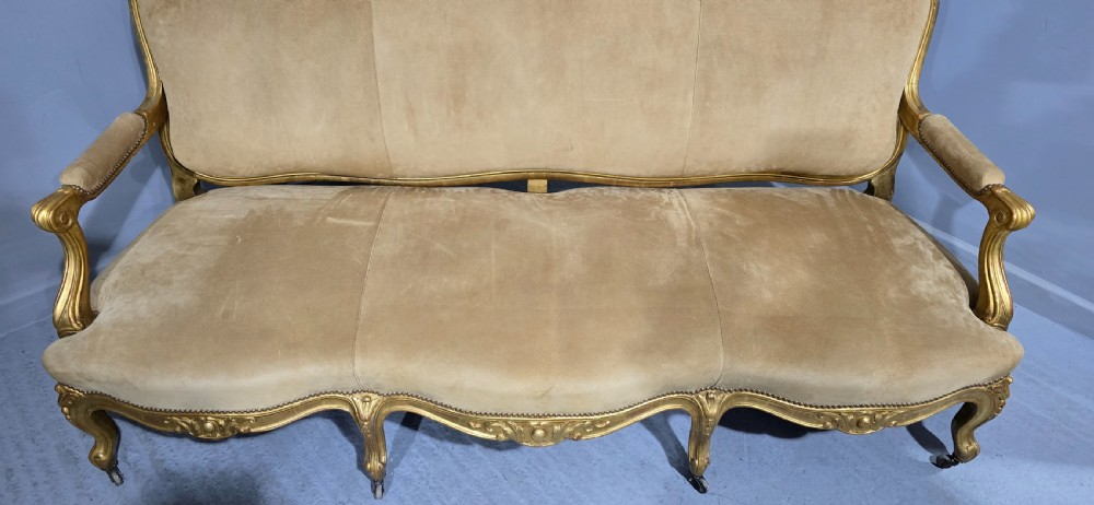 Large Outstanding French Gilt Sofa View IX