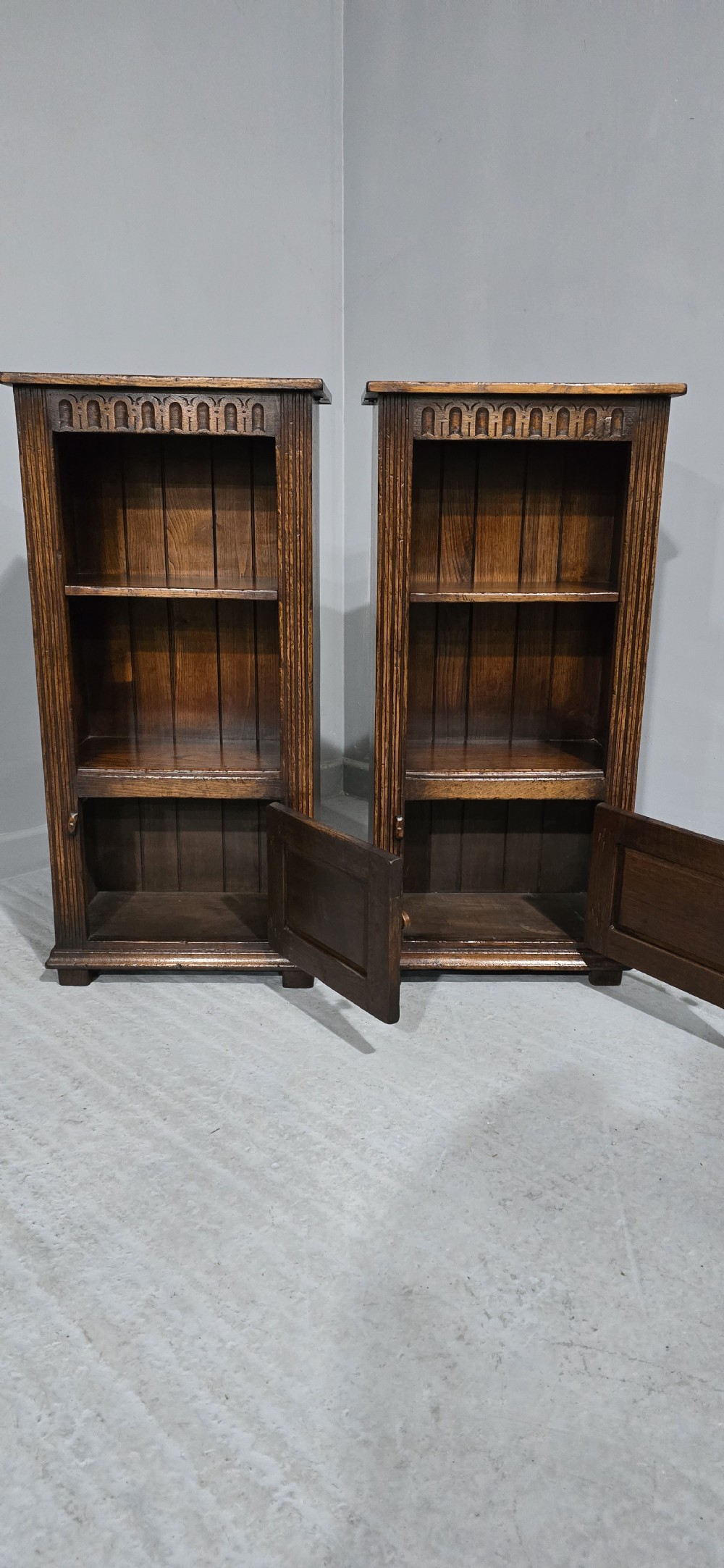 Super Pair Oak Open Bookcases View IV