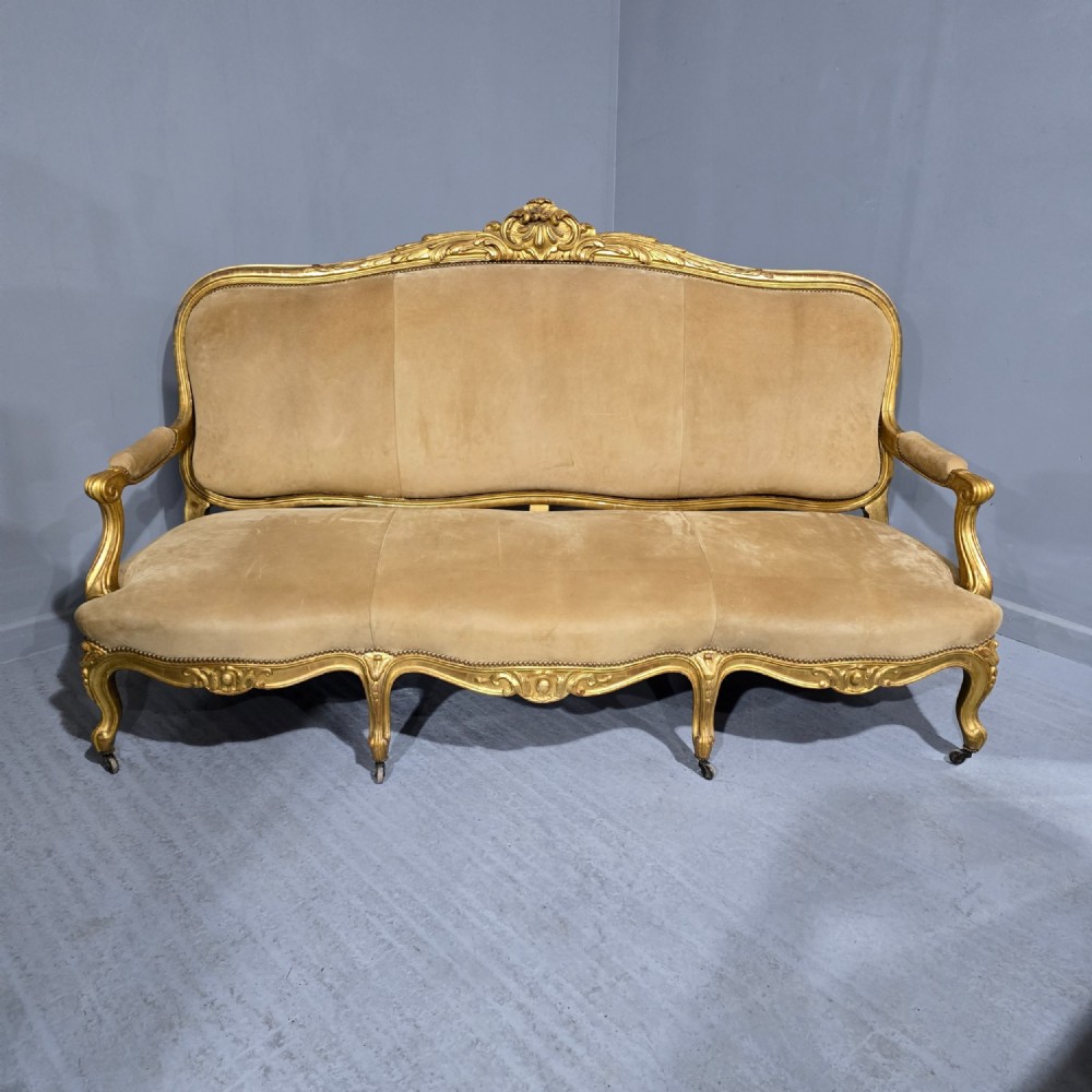 Large Outstanding French Gilt Sofa